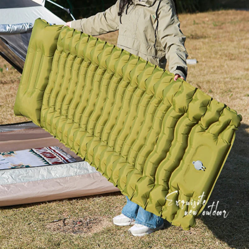 Ultra-Light Thickened Camping Air Mattress with Built-In Pillow & Pump – Compact & Durable Travel Sleeping Pad
