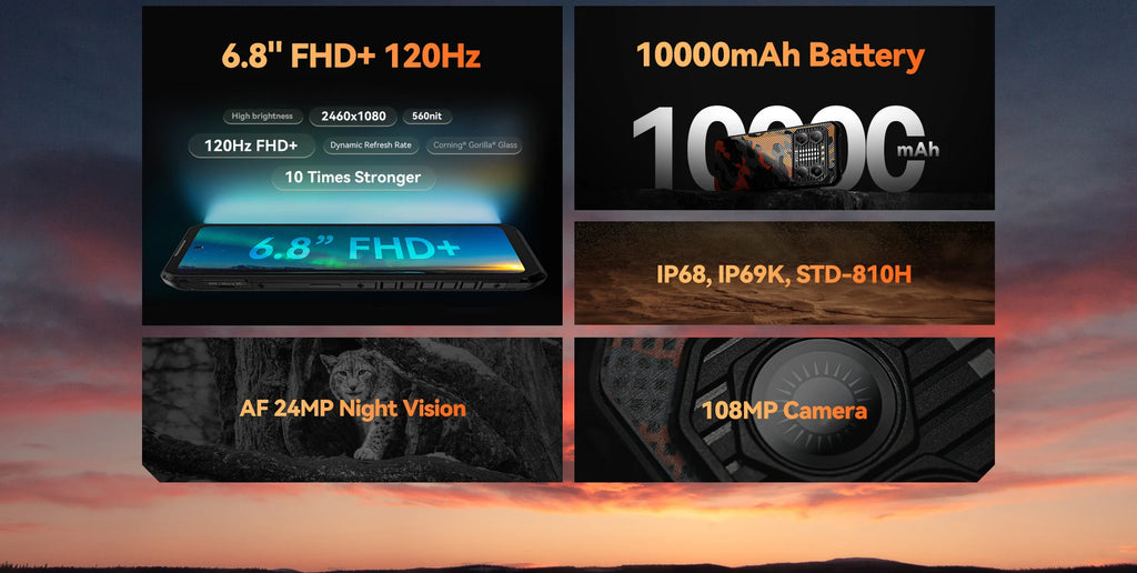 IIIF150 B2 Pro Rugged Smartphone – 6.8" FHD+ 120Hz | 24GB RAM (12+12) | 256GB ROM | 108MP Camera | 10000mAh Battery | Helio G99 | Android | IP68/IP69K | MIL-STD-810G