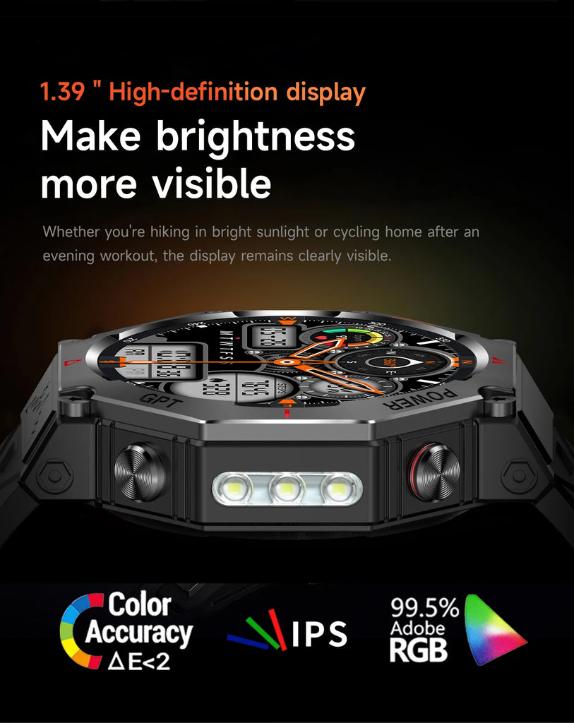 T-Rex 3 Military Smart Watch β Built-in GPS, Compass, Barometer & 10ATM IP69K Waterproof Performance