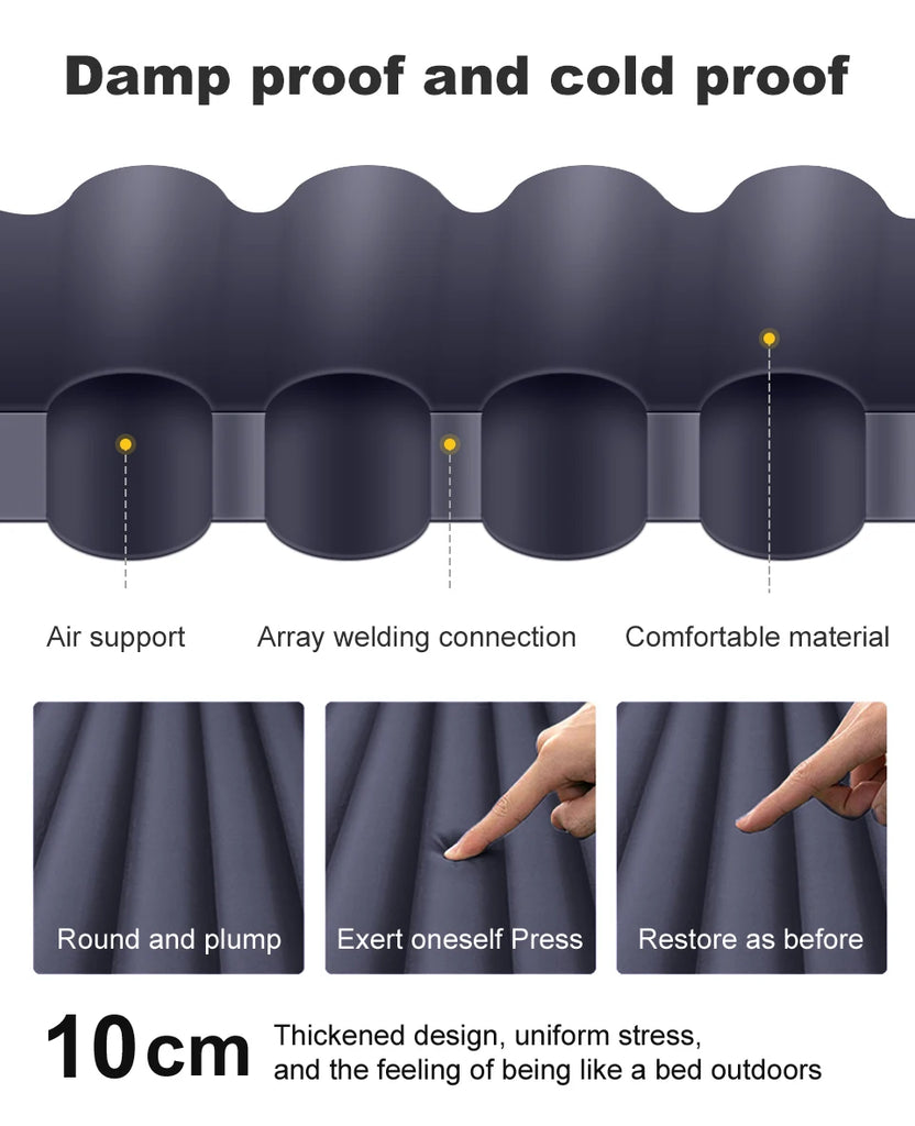 Ultralight Self-Inflating Camping Mattress with Built-In Foot Pump – 10cm Thick TPU Nylon Sleeping Pad for Hiking, Travel & Fishing