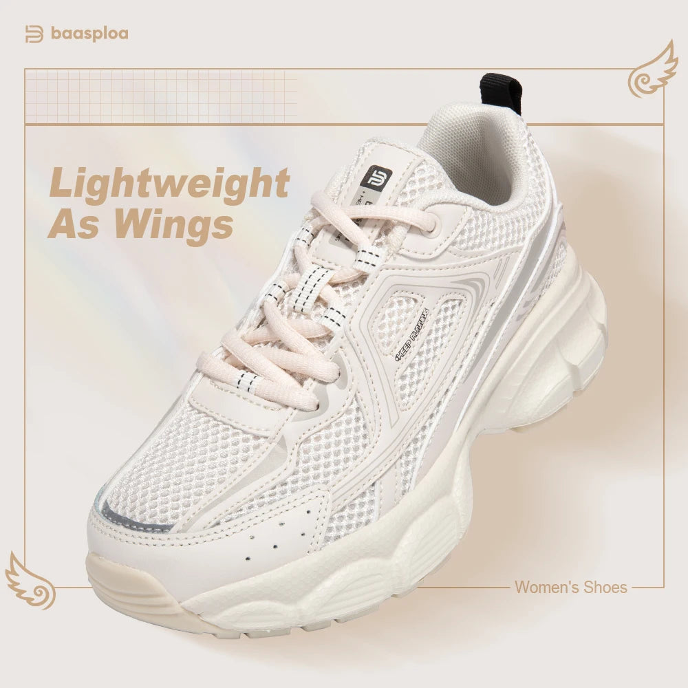 Baasploa Women's Lightweight Mesh Running Shoes – Breathable Outdoor Jogging Sneakers with Anti-Slip Sole