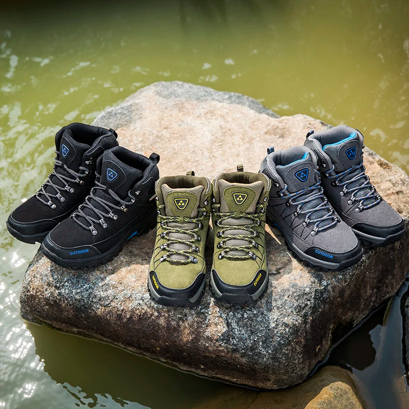 Men’s Waterproof High-Top Hiking & Climbing Shoes – Anti-Slip, Breathable Outdoor Footwear