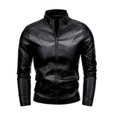 Men's PU Leather Stand Collar Motorcycle Jacket – Casual Windbreaker Biker Coat thumbnail 31