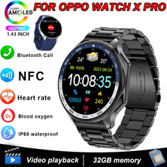 OPPO Watch X Smartwatch – 1.43" AMOLED Display, 4GB MP4/MP3 Player, Bluetooth 5.3, Multi-Sport & Health Tracking, IP68 Waterproof
