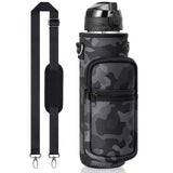 32 oz Motivational Water Bottle with Sleeve – Leakproof BPA-Free Bottle with Straw, Time Marker & Adjustable Strap Carrier (1L) thumbnail 2