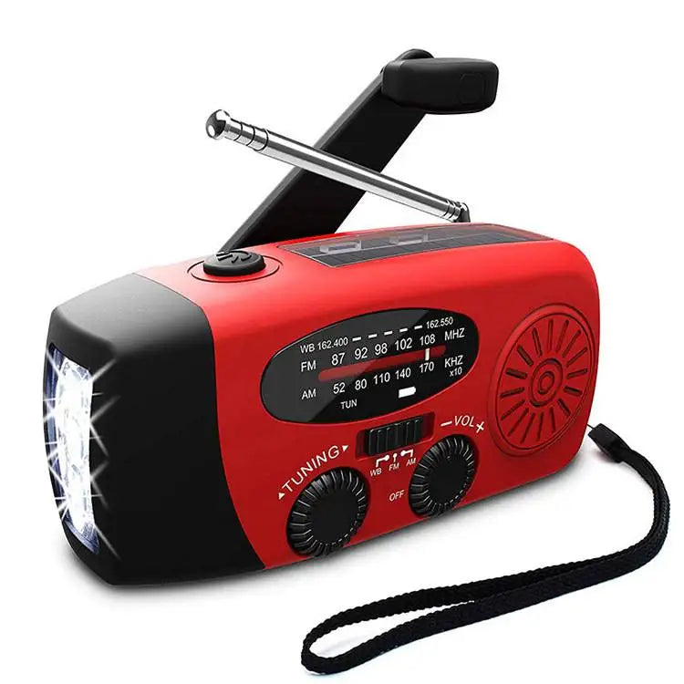Multifunctional Emergency Solar Hand Crank Radio – AM/FM/WB NOAA Weather Radio with 2000mAh Power Bank & LED Flashlight