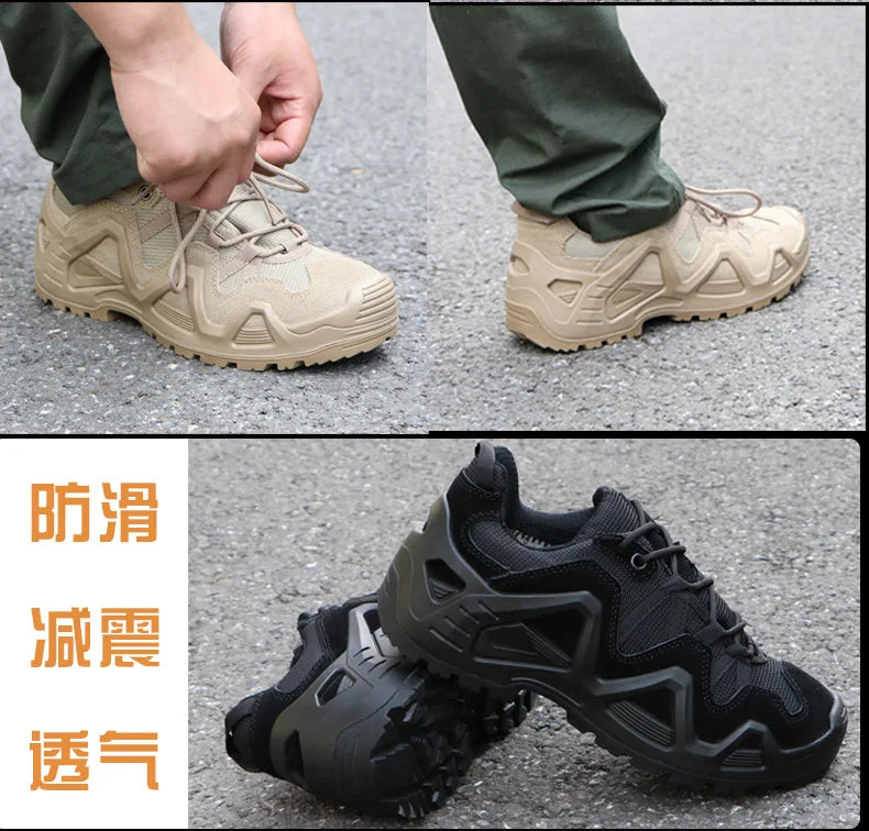 Men’s Tactical Combat Hiking Boots – Waterproof Nylon & Suede Outdoor High Tops for Work, Climbing & Trekking