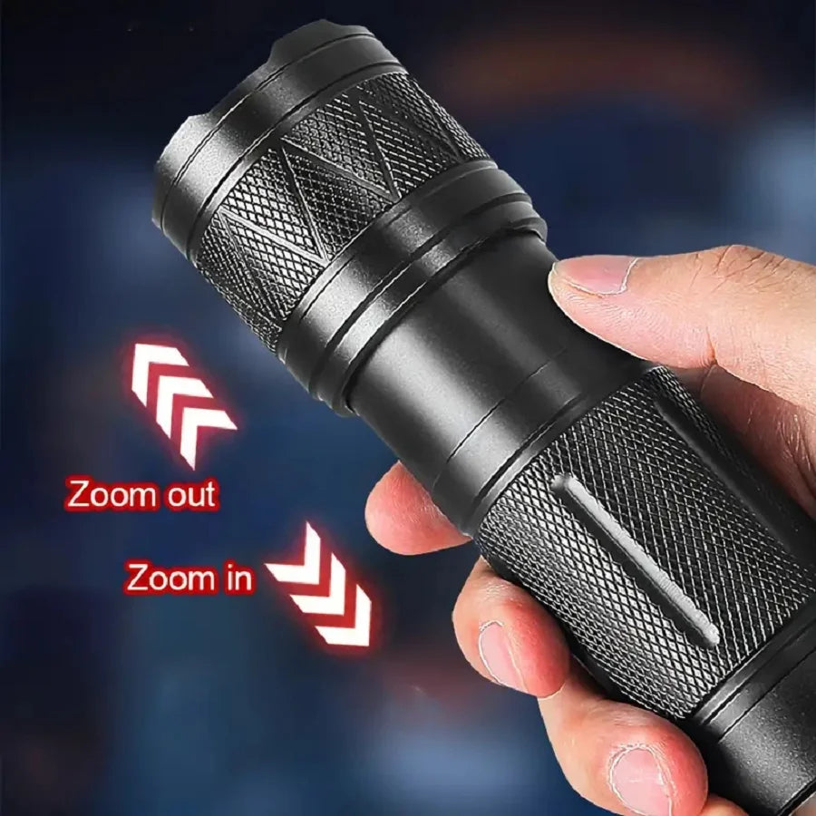 9000000LM Rechargeable Tactical LED Flashlight β 600W, Long-Range Beam, 12000mAh Power Bank, Waterproof & Zoomable