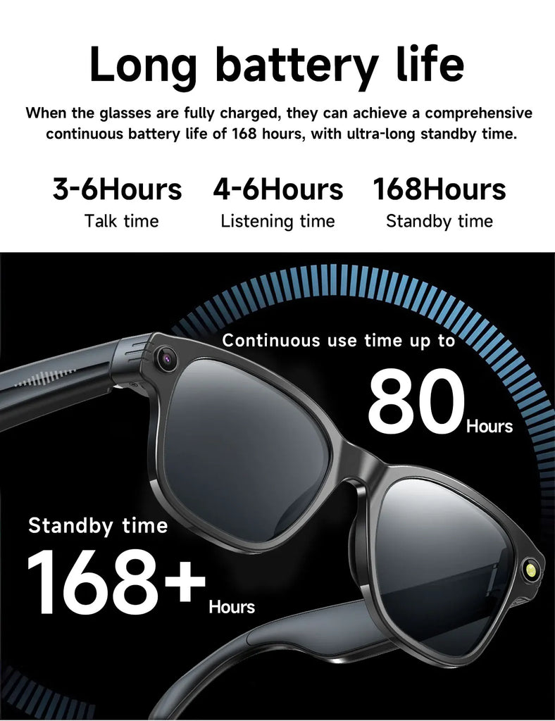 LIGE AI Smart Glasses with 8MP Camera – WIFI & Bluetooth Real-Time Transmission