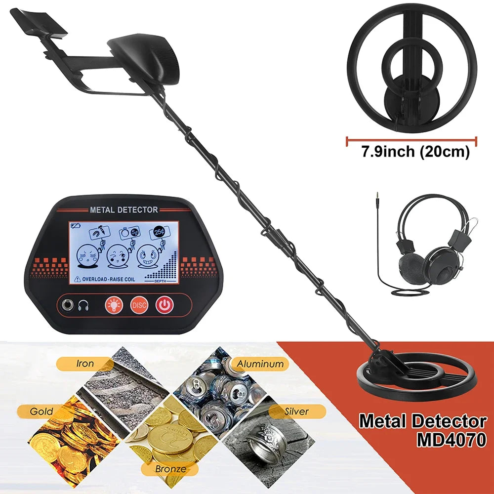 MD4070 Waterproof Underground Metal Detector – High Sensitivity Coin, Jewelry & Gold Finder for Adults & Kids