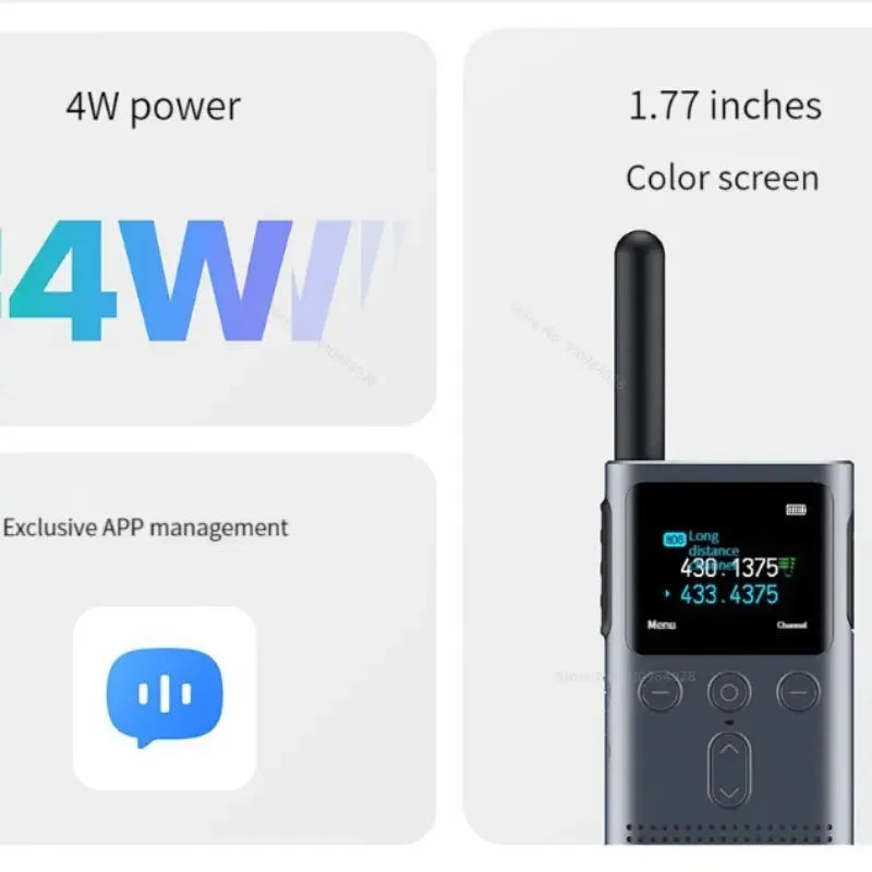 Xiaomi Walkie Talkie 2S – 4W Power, 5KM Range, IP54 Waterproof, 120-Hour Standby, Dual Mode Communication