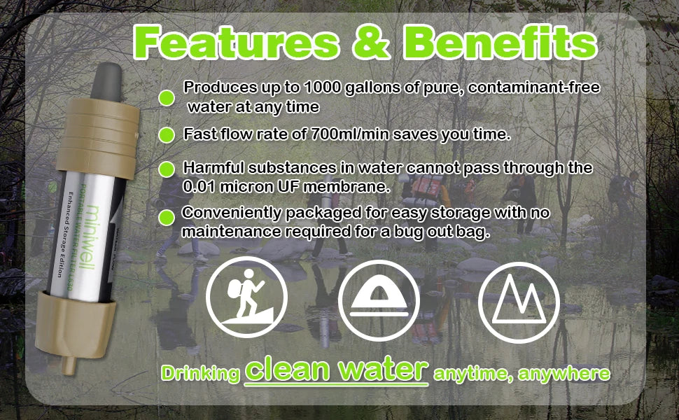Miniwell Emergency Water Filter – Compact, Reliable Clean Water Anywhere