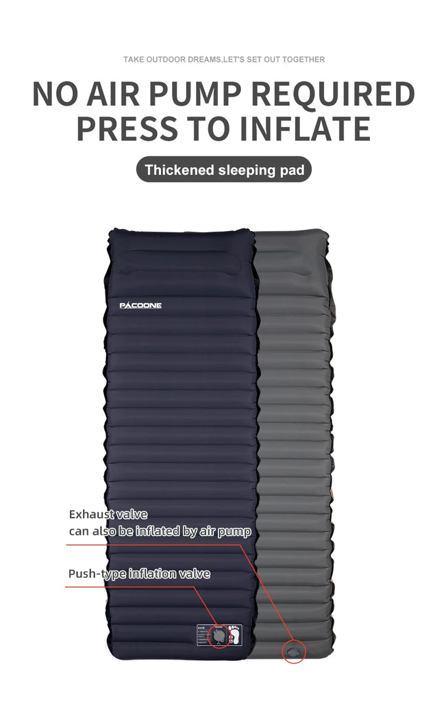 Ultralight Self-Inflating Camping Mattress with Built-In Foot Pump – 10cm Thick TPU Nylon Sleeping Pad for Hiking, Travel & Fishing