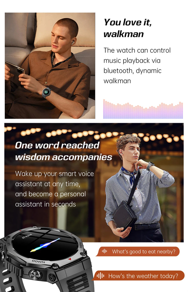 LIGE 2025 KT85 Outdoor Smartwatch – 1.43" AMOLED Display, Long Battery Life, Fitness & Health Tracker for Men