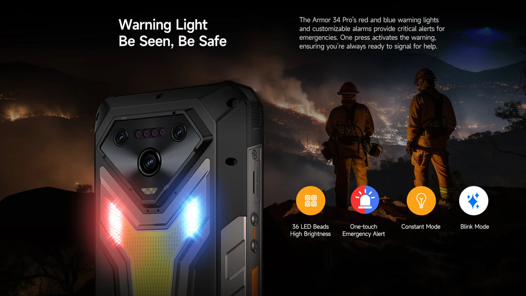 Ulefone Armor 34 Pro 5G – Rugged AI Smartphone with Built-in Projector, 25500mAh Battery, 120Hz Display, and 32GB+512GB Storage