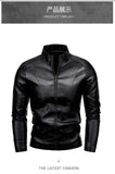 Men's PU Leather Stand Collar Motorcycle Jacket – Casual Windbreaker Biker Coat thumbnail 18