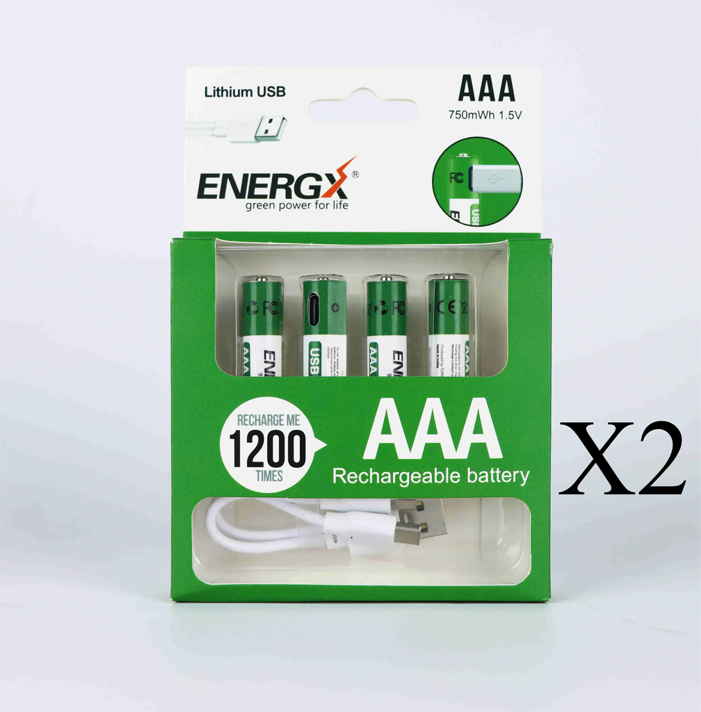 TDRFORCE AA/AAA 1.5V USB Rechargeable Lithium Batteries – 2600mWh/750mWh (4-Pack, CE Certified)