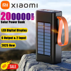 Xiaomi 200000mAh Solar Power Bank – Ultra-High Capacity with Built-in Cables, LED Light & Quick Charge