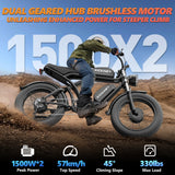 Kickwey K7 1500W Fat Tire Electric Bike – 48V 23Ah Lithium, 46km/h Mountain E-Bike for Adults thumbnail 8