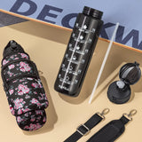 32 oz Motivational Water Bottle with Sleeve – Leakproof BPA-Free Bottle with Straw, Time Marker & Adjustable Strap Carrier (1L) thumbnail 20