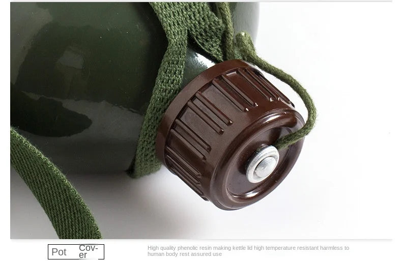 Military-Grade Aluminum Water Bottle with Shoulder Strap – 2L/3L Canteen & Cooking Cup for Hiking & Outdoor Survival