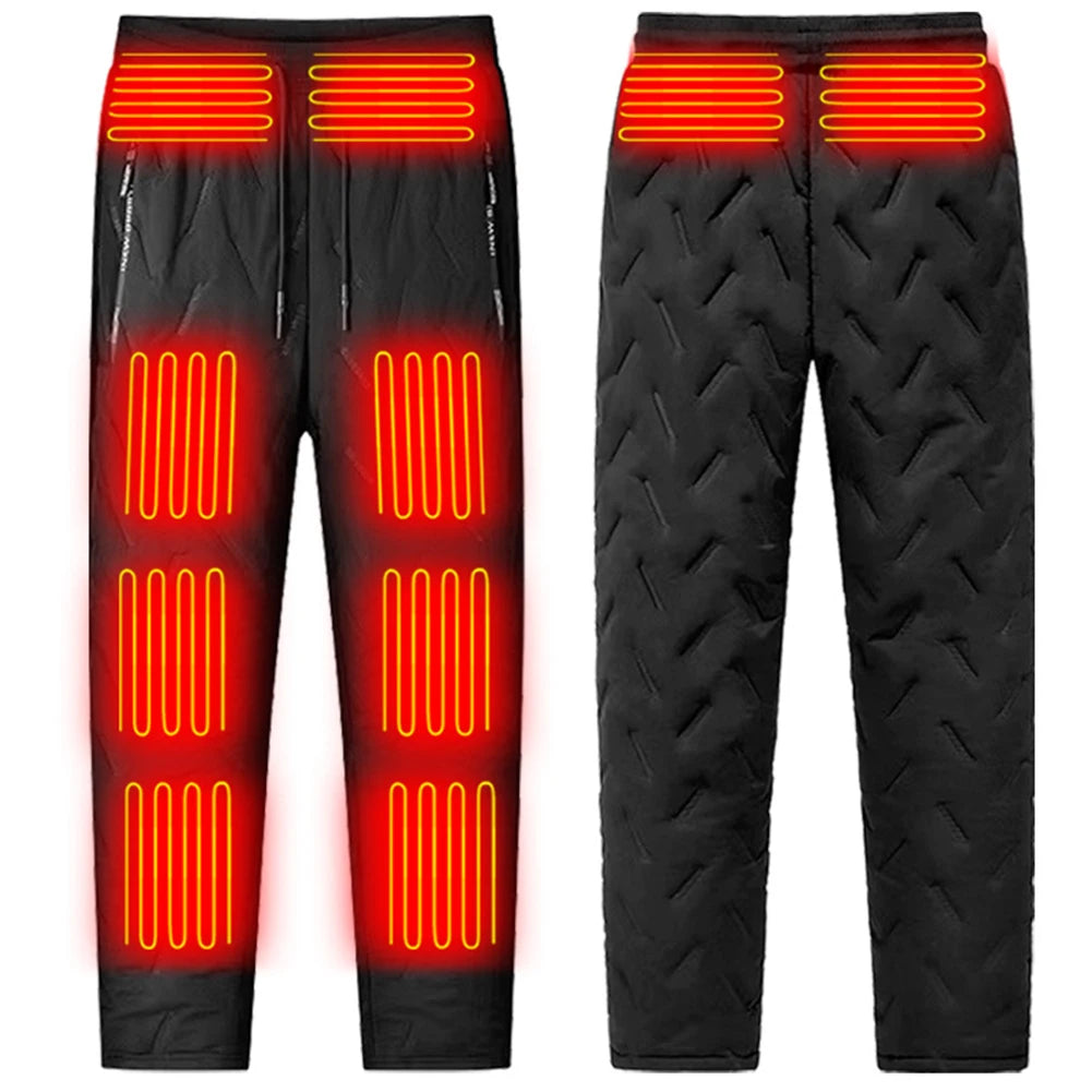 Unisex Heated Pants with 10 Heating Zones | USB Electric Thermal Trousers for Winter Outdoor Sports | Waterproof & Adjustable
