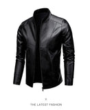 Men's PU Leather Stand Collar Motorcycle Jacket – Casual Windbreaker Biker Coat thumbnail 20