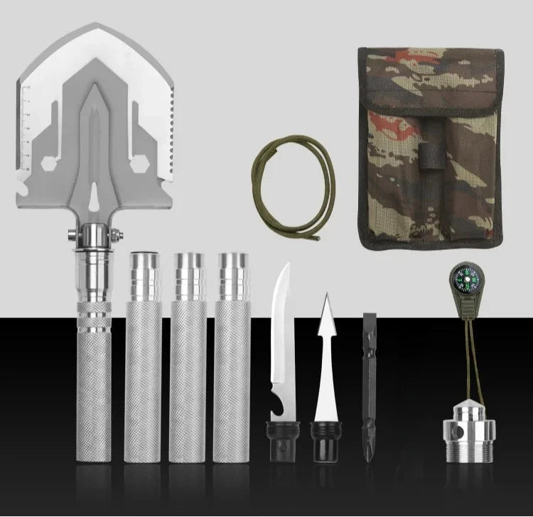 Multifunctional Folding Military Shovel – Survival Tool Set for Camping, Hiking & Outdoor Use