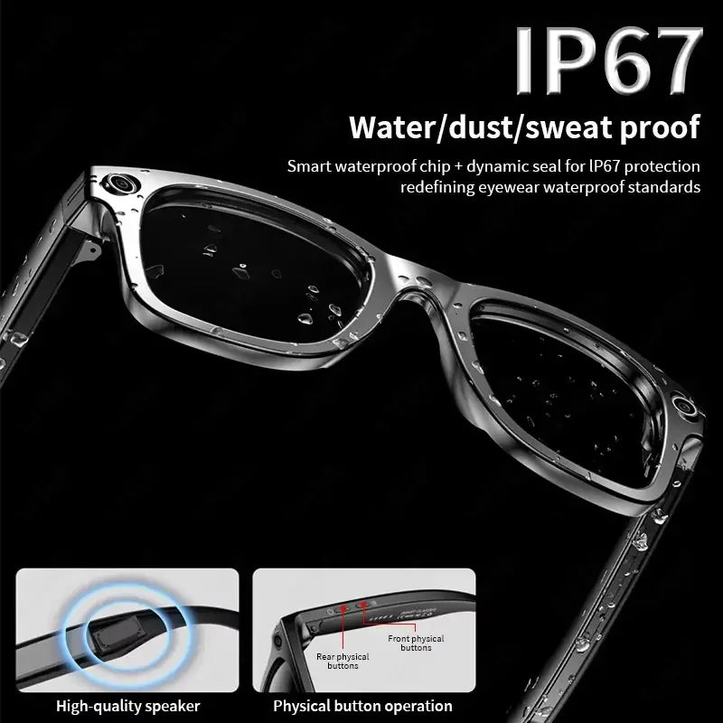GUHUAVMI Smart Glasses for Men – 8MP Camera | WiFi | Bluetooth | AI Features | IP65 Waterproof