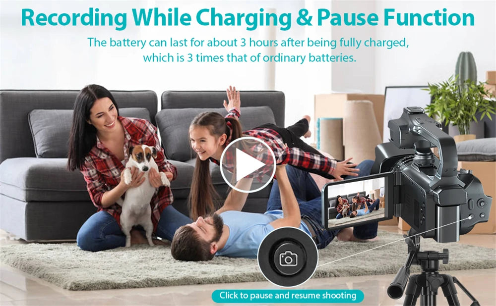 KOMERY 6K Ultra HD Professional Camcorder – 64MP YouTube & Streaming Camera