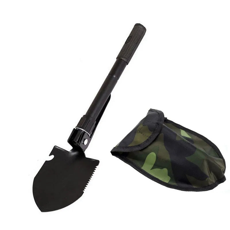 6-in-1 Military Folding Shovel with Pickaxe – Compact, Multi-Tool Survival Spade with Carry Case