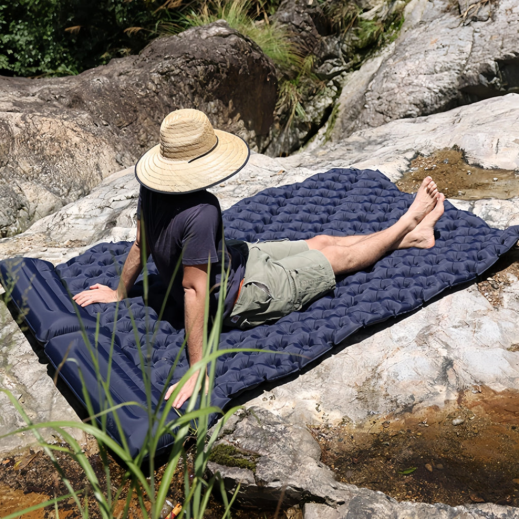Double Camping Air Mattress with Built-In Pillows – Ultralight Inflatable Sleeping Pad for 2 – Waterproof, Compact & Durable