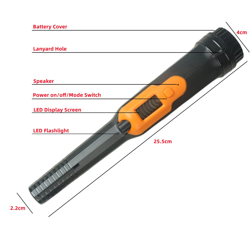 HS-16 Fully Waterproof Pinpointer Metal Detector with LED Light – 360° Detection & Vibration Alert, IP68 Rated