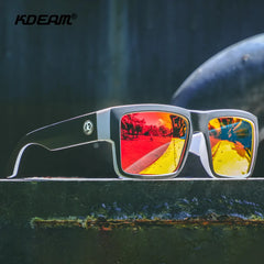 KDEAM All-Black Polarized Sunglasses – Unisex Square Frame | UV400 Protection for Fishing, Driving & Outdoor Adventure