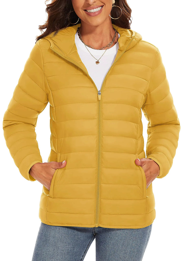 TACVASEN Women’s Full Zip Hooded Puffer Jacket – Lightweight, Warm & Windproof Winter Coat