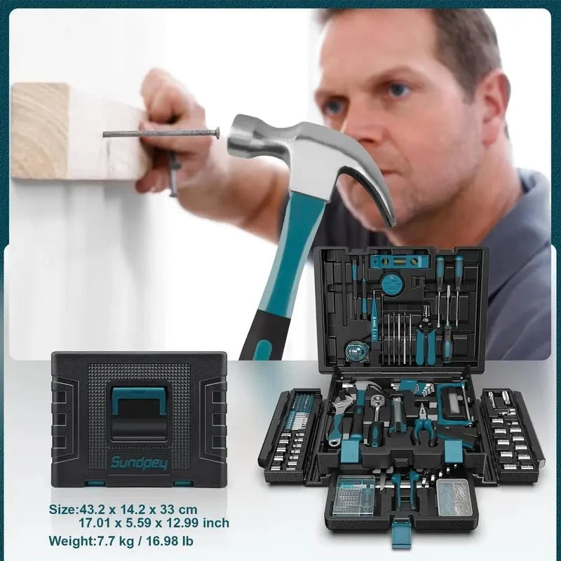 379-Piece Portable Tool Kit – Complete Home & Auto Repair Set with Durable Storage Case
