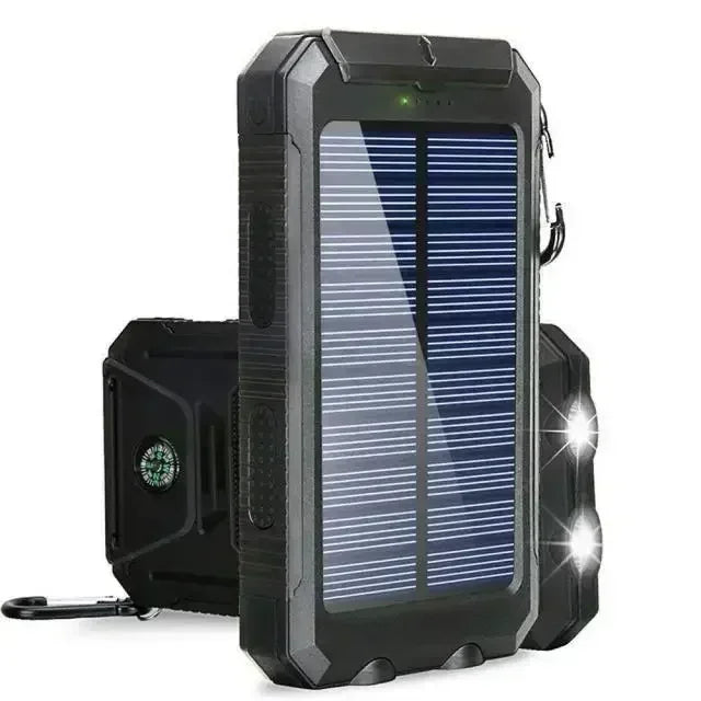 Solar Power Bank – Waterproof, Fast Charging, High-Capacity Powerbank with SOS & LED Light for Outdoor Survival