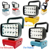 18-LED Portable Work Light – Compatible with Makita, Milwaukee & DeWalt 18V/20V Batteries – 1500LM Spotlight Torch with USB Output thumbnail 1