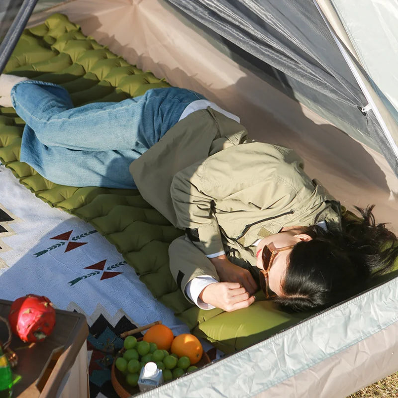 Ultra-Light Thickened Camping Air Mattress with Built-In Pillow & Pump – Compact & Durable Travel Sleeping Pad