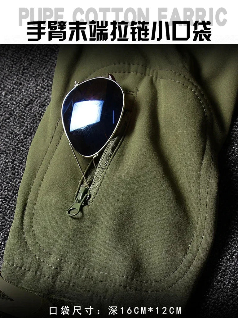 Men’s Tactical Camouflage Softshell Jacket – Windproof, Waterproof, and Thermal Outdoor Training Coat