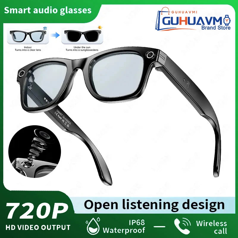 GUHUAVMI Smart Glasses for Men – 8MP Camera | WiFi | Bluetooth | AI Features | IP65 Waterproof