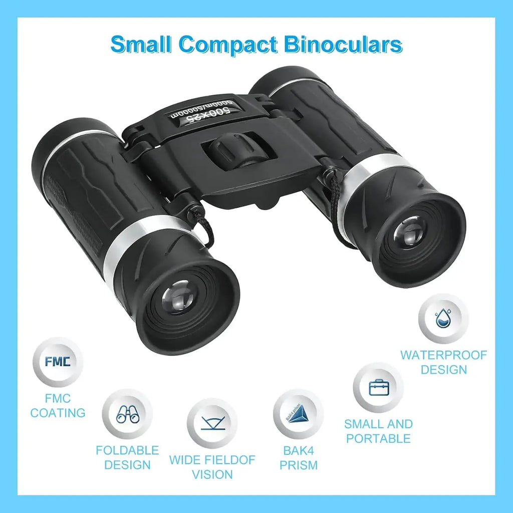 500x25 HD Zoom Binoculars – Compact Long-Range Telescope with BAK4 Prism & Waterproof Design (5000M/50000M Range)