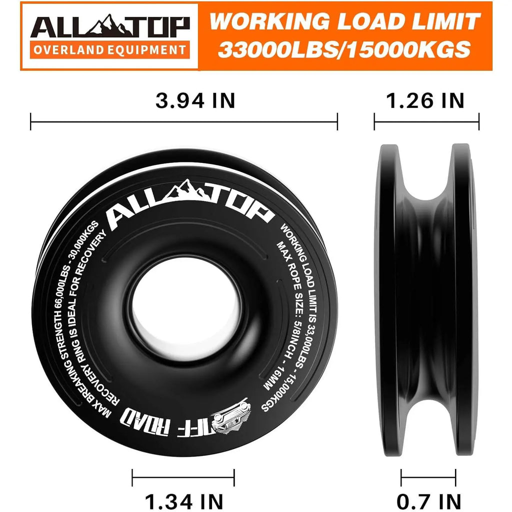 48,300 lbs Synthetic Soft Shackle & 66,000 lbs Recovery Ring Set – Heavy-Duty Off-Road Winch Recovery Kit (2 PCS)