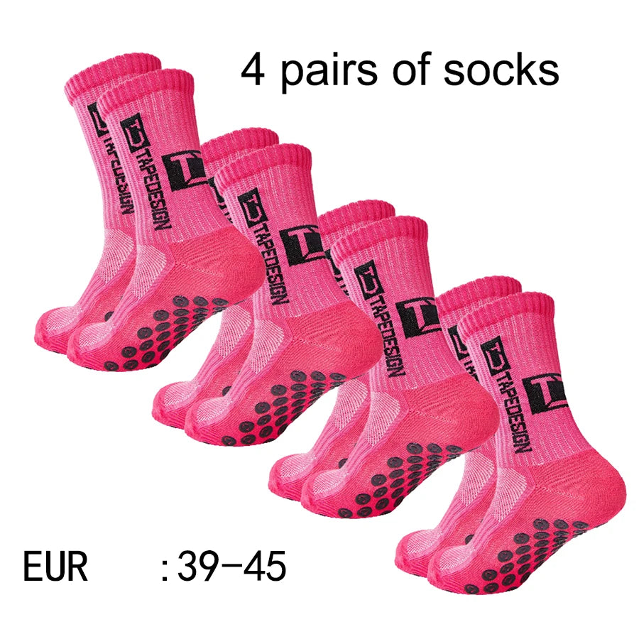 4 Pairs Mid-Tube Non-Slip Football Socks – Breathable & Durable Sports Training Socks (Unisex)