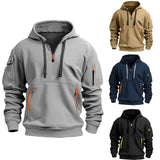 Unisex Multi-Pocket Fleece Hooded Pullover – Plus Size Casual Zip-Up Sweatshirt thumbnail 2