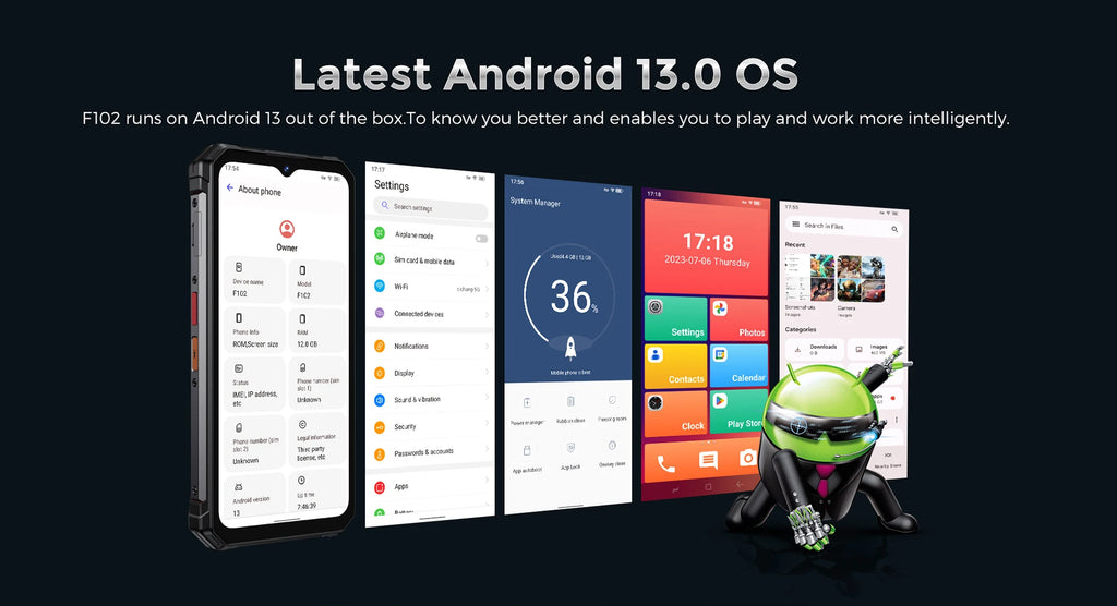 FOSSiBOT F102 Rugged Smartphone – 16500mAh Battery, 20GB+256GB, Android 13, 120Hz 6.58" FHD+ Display, Helio G99, 108MP Camera, NFC