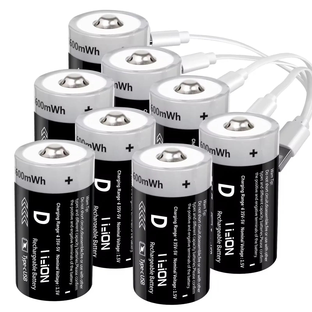 MATOV USB Rechargeable D Size Battery – 1.5V 5600mWh LR20 Lithium-ion D-Cell (2 or 4 Pack)