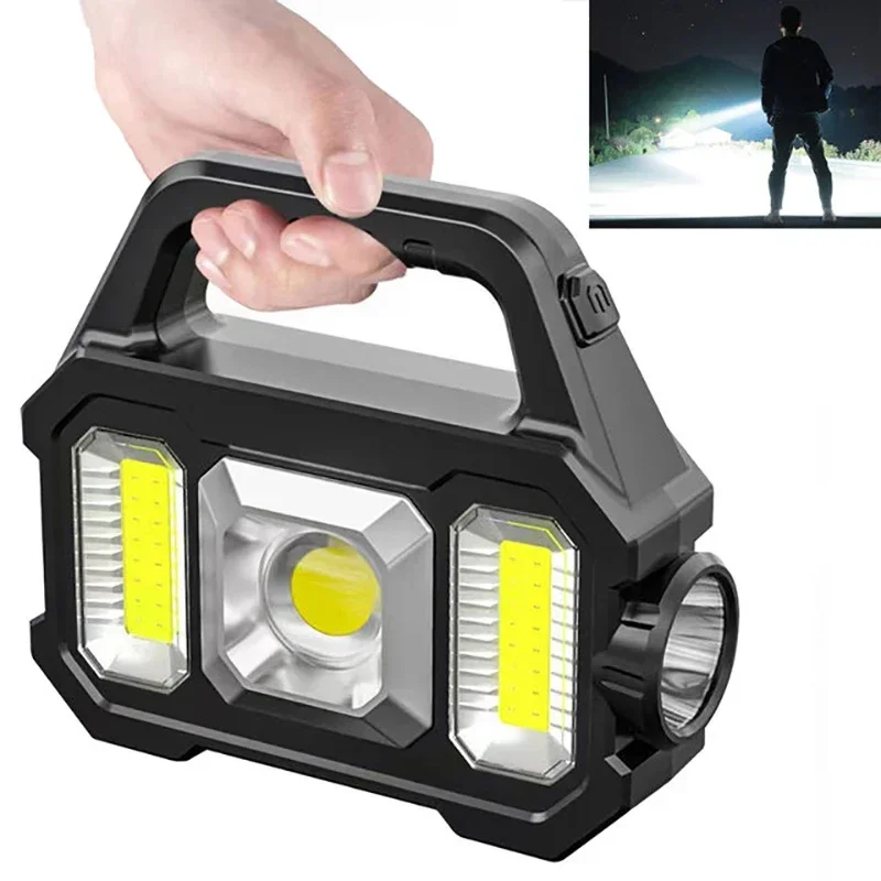 Solar Rechargeable Flashlight – Zoomable Waterproof COB LED Torch & Portable Lantern