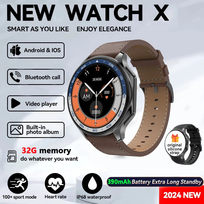 OPPO Watch X Smartwatch – 1.43" AMOLED Display, 4GB MP4/MP3 Player, Bluetooth 5.3, Multi-Sport & Health Tracking, IP68 Waterproof