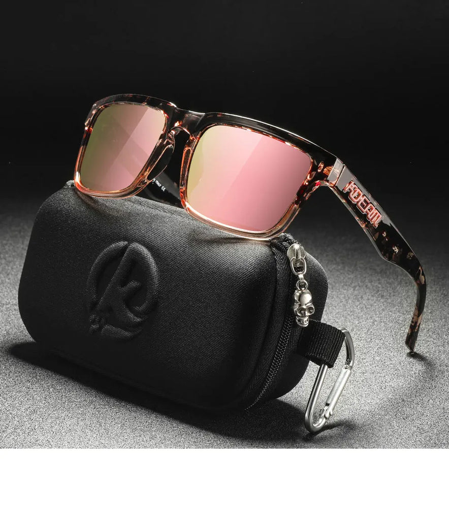 KDEAM Polarized Sunglasses – Unisex Square Frame UV400 Outdoor Eyewear (Red Mirror Lens, Model KD332)